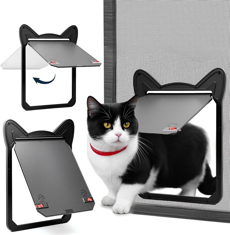 AuraSphere Pet Screen Door for Dogs & Cats - Heavy Duty Magnetic Lockable Flap, Inside Door 11.1x8.94inch, Easy Install for Sliding Glass/Patio Doors Screen, Scratch-Resistant & Security Latch (Size XL) - Image 2